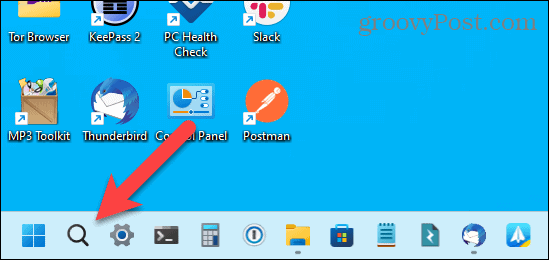 رمز البحث فقط على شريط المهام في نظام التشغيل Windows 11