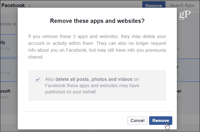 التحقق من إزالة موقع التطبيق على Facebook
