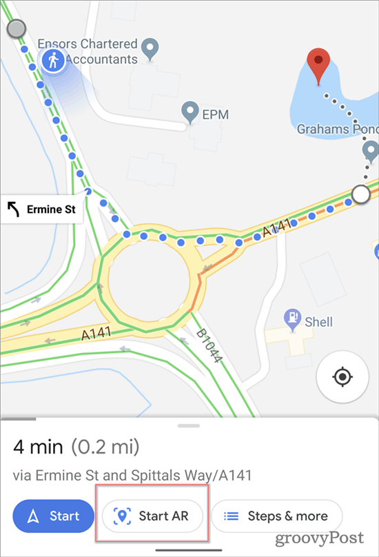 يبدأ التنقل في خرائط Google AR