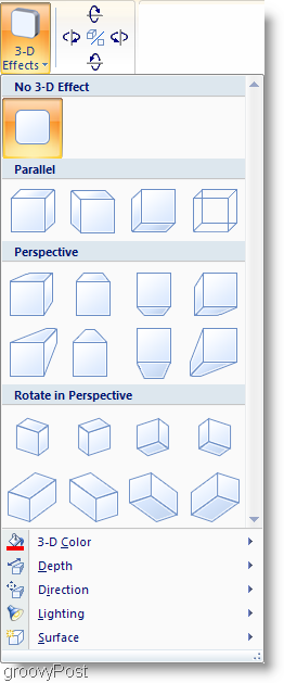 تأثيرات الظل ل Microsoft Word 2007