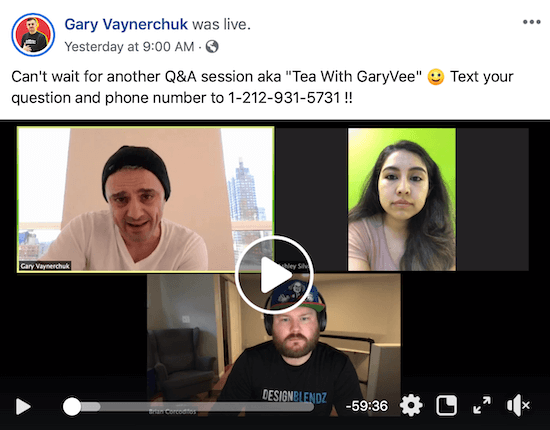 Facebook Live من Gary Vaynerchuk