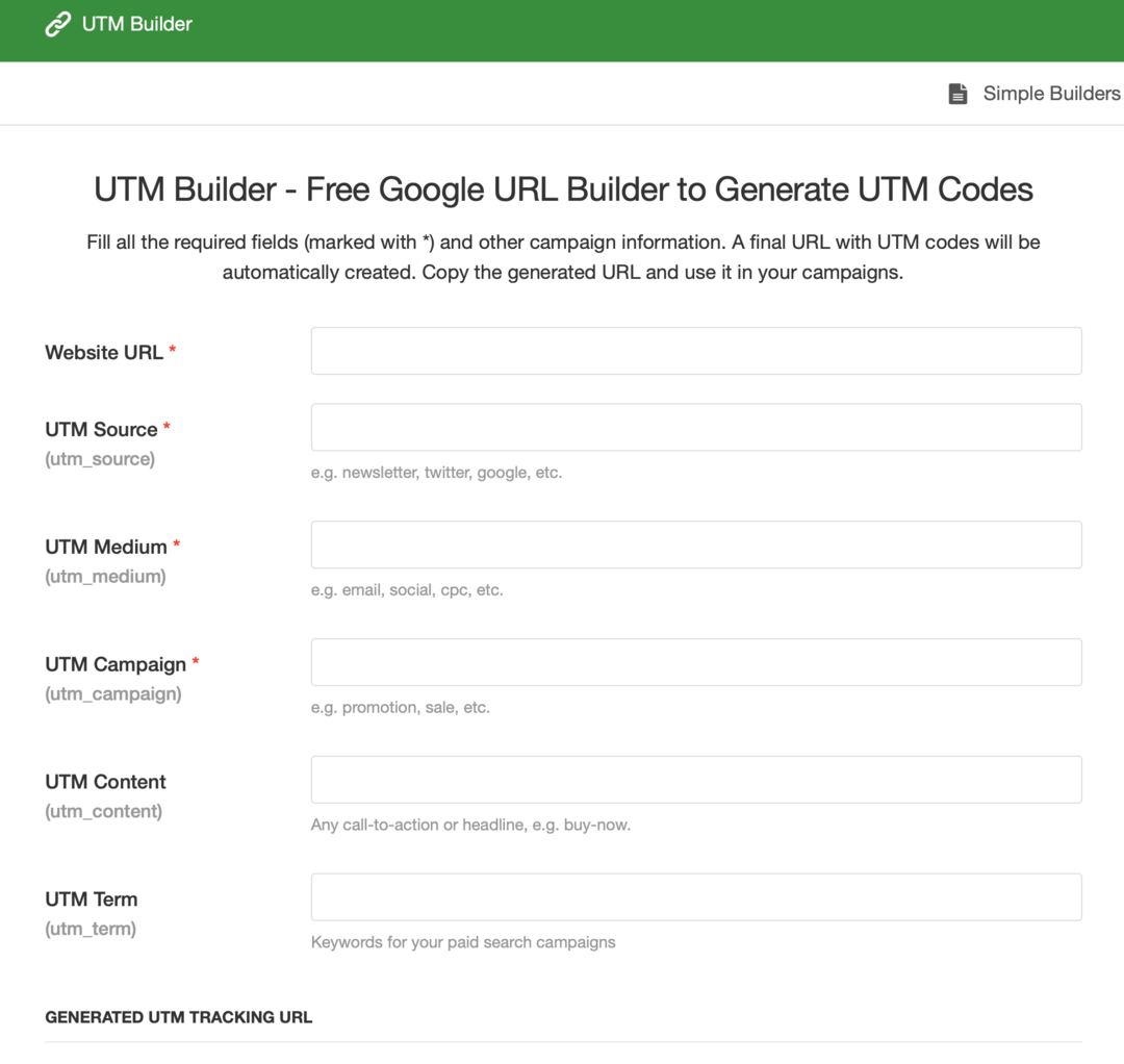 صورة نموذج UTM Builder