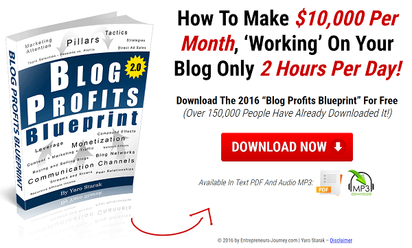 The Blog Profit Blueprint هو تقرير مجاني حيث يمكن للقراء الاشتراك في رسائل البريد الإلكتروني الخاصة بـ Yaro. 