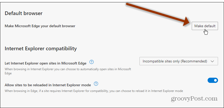 اجعل Edge افتراضيًا Windows 11
