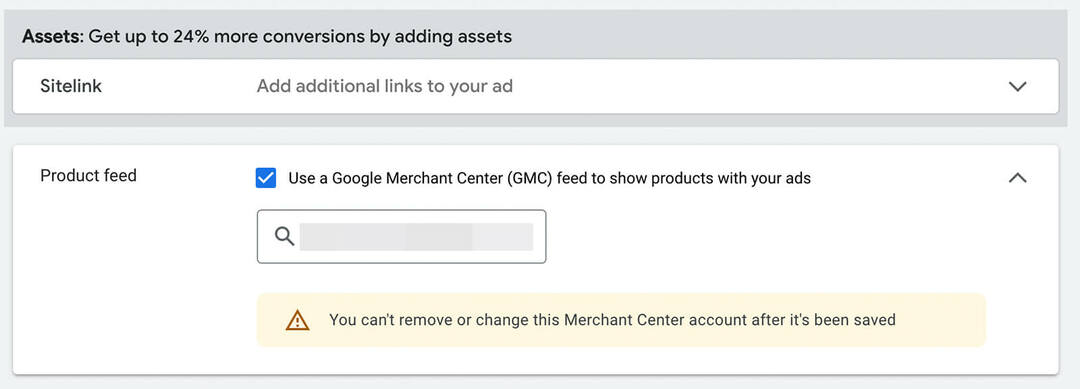 how-to-config-the-product-feed-using-youtube-ad-campaign-for-shoppable-asset-section-product-feed-check-use-a-google-merchant-center-show-products-with- your-ads-box-example-14