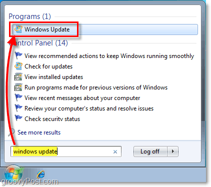 قم بتشغيل Windows 7 Windows Update: لقطة شاشة