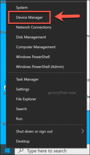الوصول إلى إدارة الأجهزة من قائمة ابدأ في Windows 10