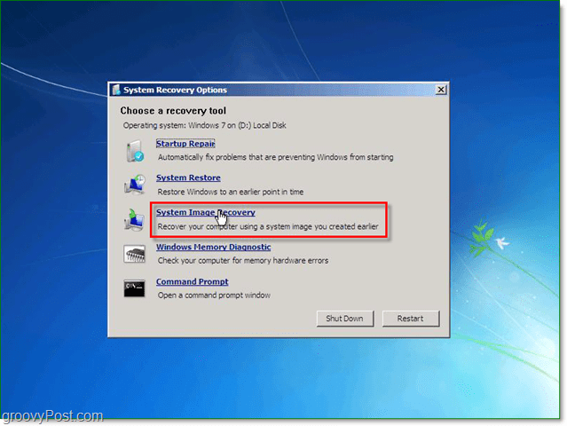 يحتوي Windows 7 على 5 طرق مختلفة لاسترداد النظام ، اختر استرداد صورة النظام