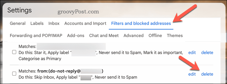 حذف زر الفلتر في Gmail