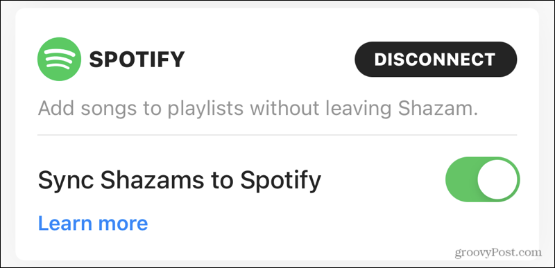 مزامنة Spotify مع Shazam