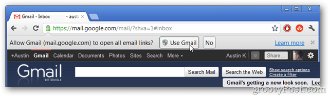 استخدام gmail كمعالج رابط البريد الإلكتروني الافتراضي الخاص بك