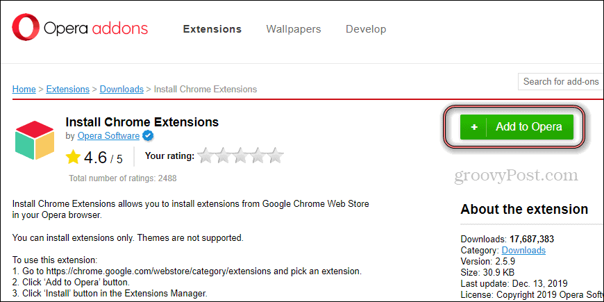 Opera تثبيت تثبيت Chrome Extension