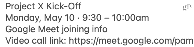 لصق دعوة Google Meet