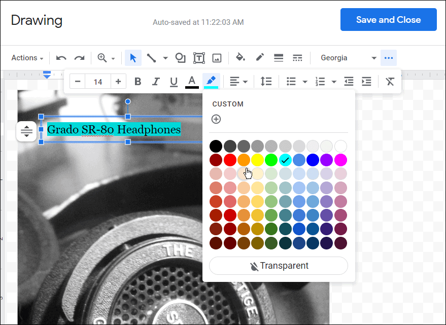 لون الخط وما إلى ذلك كيفية طبقات الصور في محرر مستندات Google
