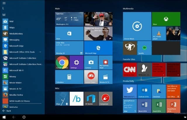 وضع الكمبيوتر اللوحي بنظام Windows 10
