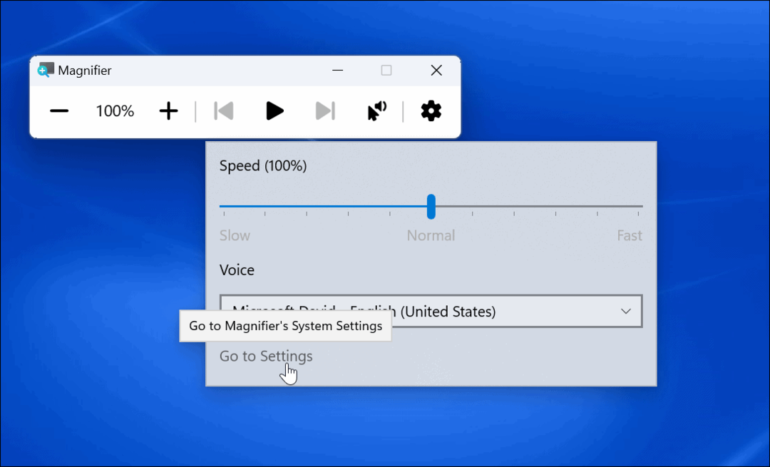 انتقل إلى Settings Magnifier