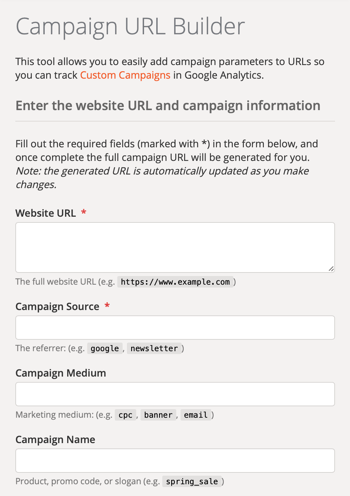 إعداد Google Campaign URL Builder