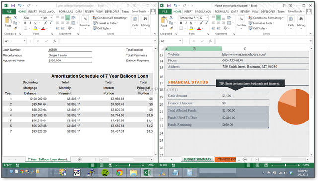 جديد! يتيح لك Excel 2013 عرض جداول البيانات جنبًا إلى جنب في Windows منفصل