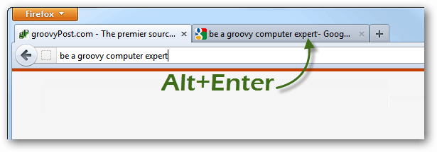 alt + أدخل لفتح علامات تبويب جديدة من عمليات البحث في فايرفوكس