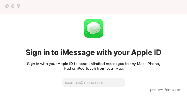 قم بتسجيل الدخول إلى Messages mac