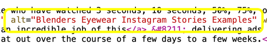 كيفية إضافة نص بديل إلى منشورات Instagram ، مثال على نص بديل داخل كود html
