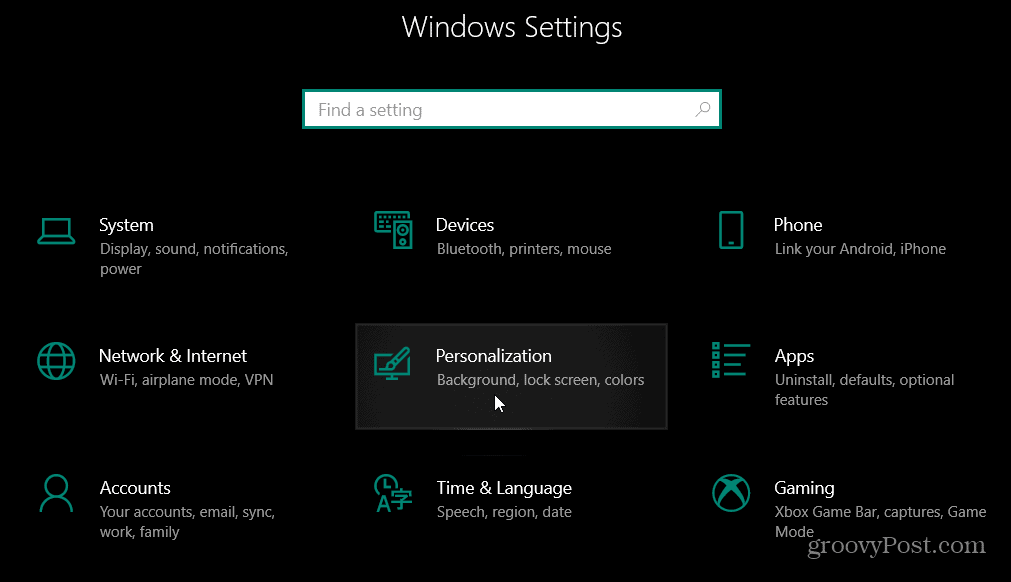 إعدادات التخصيص Windows 10
