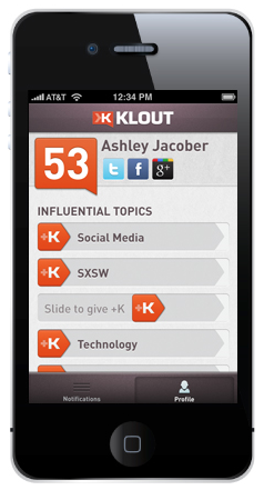 تحديث تطبيق klout iphone