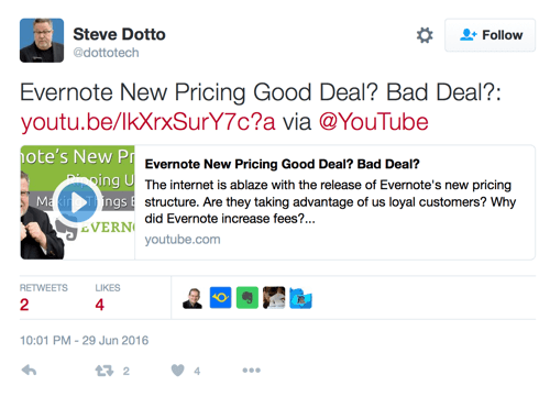 ستيف دوتو تغرد مع رابط يوتيوب