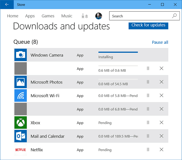 تحديثات تطبيق Windows 10