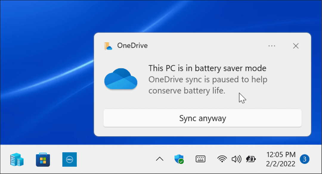 وضع توفير البطارية تم إيقاف مزامنة OneDrive مؤقتًا