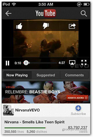 تطبيق Nirvana الجديد على YouTube