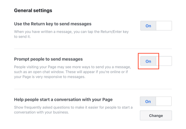 ميزة Facebook Messenger Send Messages.