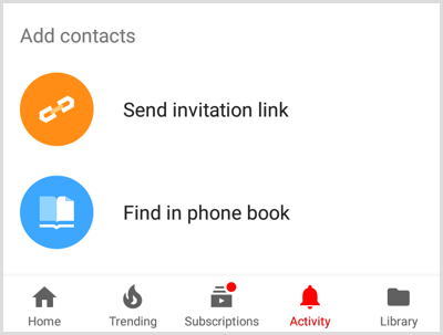 يوتيوب إضافة خيارات جهات الاتصال