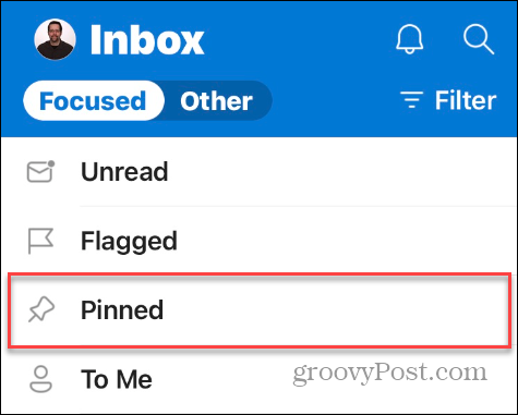 تثبيت رسائل البريد الإلكتروني في Outlook