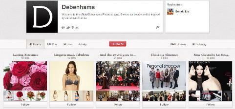 صفحة العلامة التجارية Debenhams Pinterest