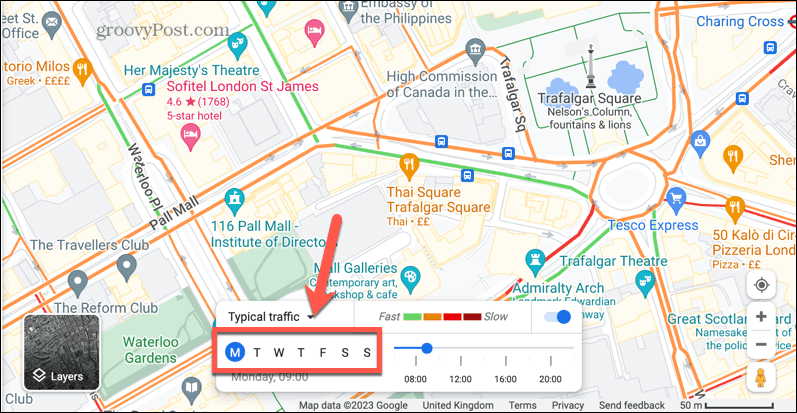 خرائط جوجل يوم حركة المرور المعتاد