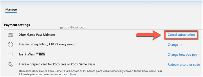 قم بإلغاء اشتراك Xbox