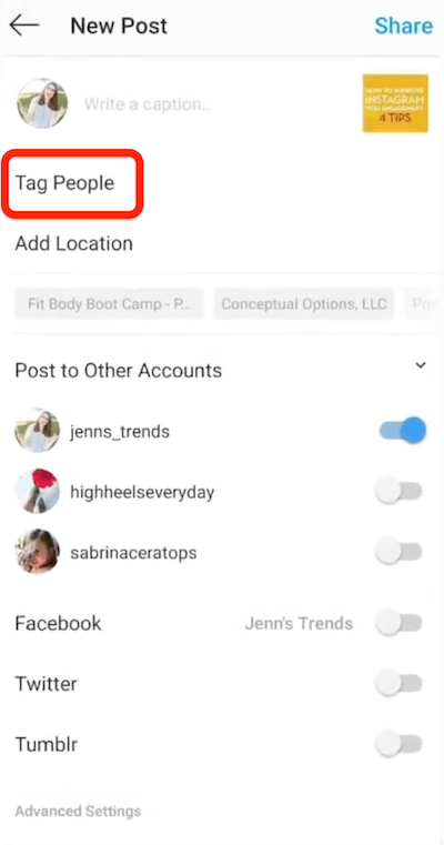 instagram خيار آخر جديد للإشارة إلى الأشخاص