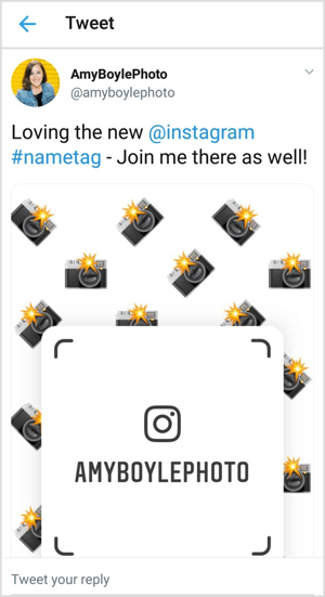قم بالترويج المتبادل لعلامة Instagram الخاصة بك على القنوات الاجتماعية مثل Twitter.