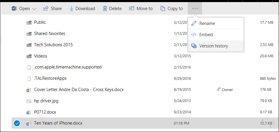 قم باستعادة الإصدارات السابقة من الملفات في OneDrive