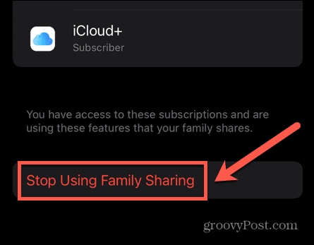 توقف iphone عن استخدام مشاركة العائلة