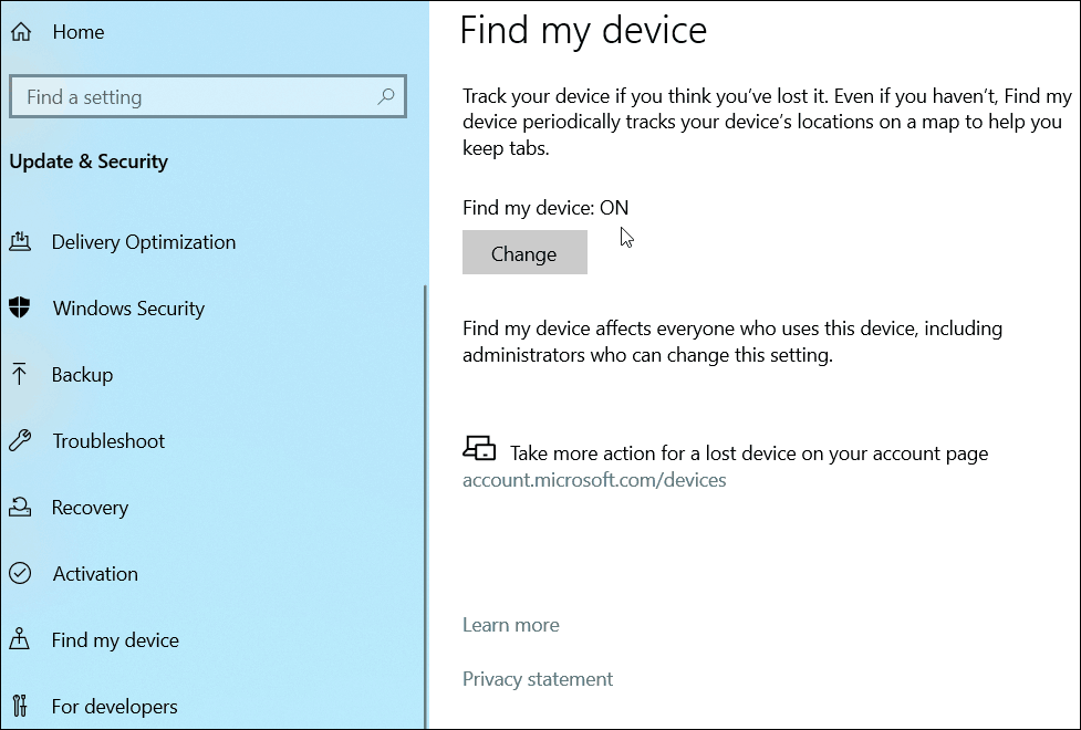 ابحث عن جهازي Windows 10
