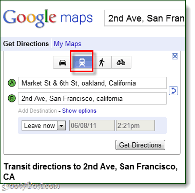 اتجاهات النقل العام في خرائط Google