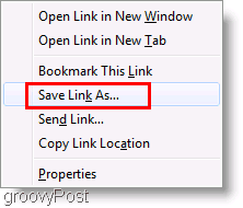 لقطة الشاشة: Save Link As