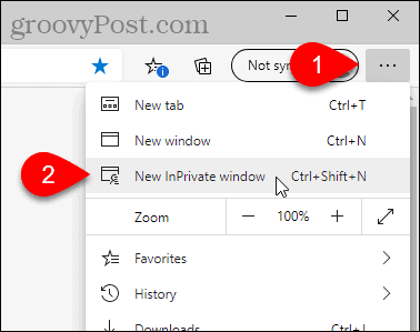 حدد نافذة InPrivate جديدة في Edge