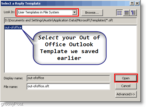 Outlook 2007 - إنشاء قاعدة Outlook حدد قالبًا