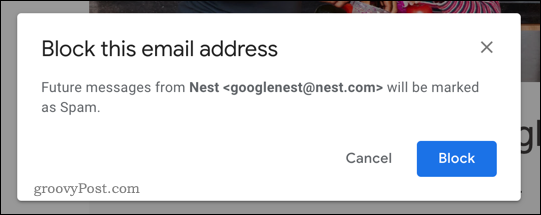 زر الحظر في Gmail