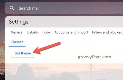 زر تعيين موضوع Gmail