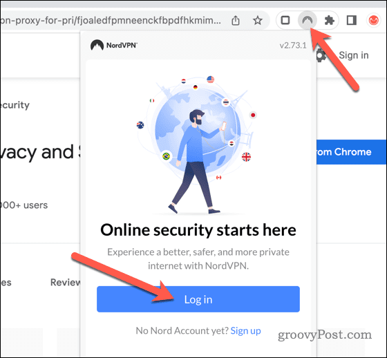 تسجيل الدخول إلى NordVPN في Chrome