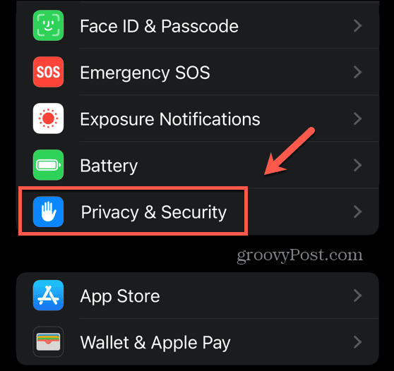 قائمة الخصوصية والأمان لنظام iOS